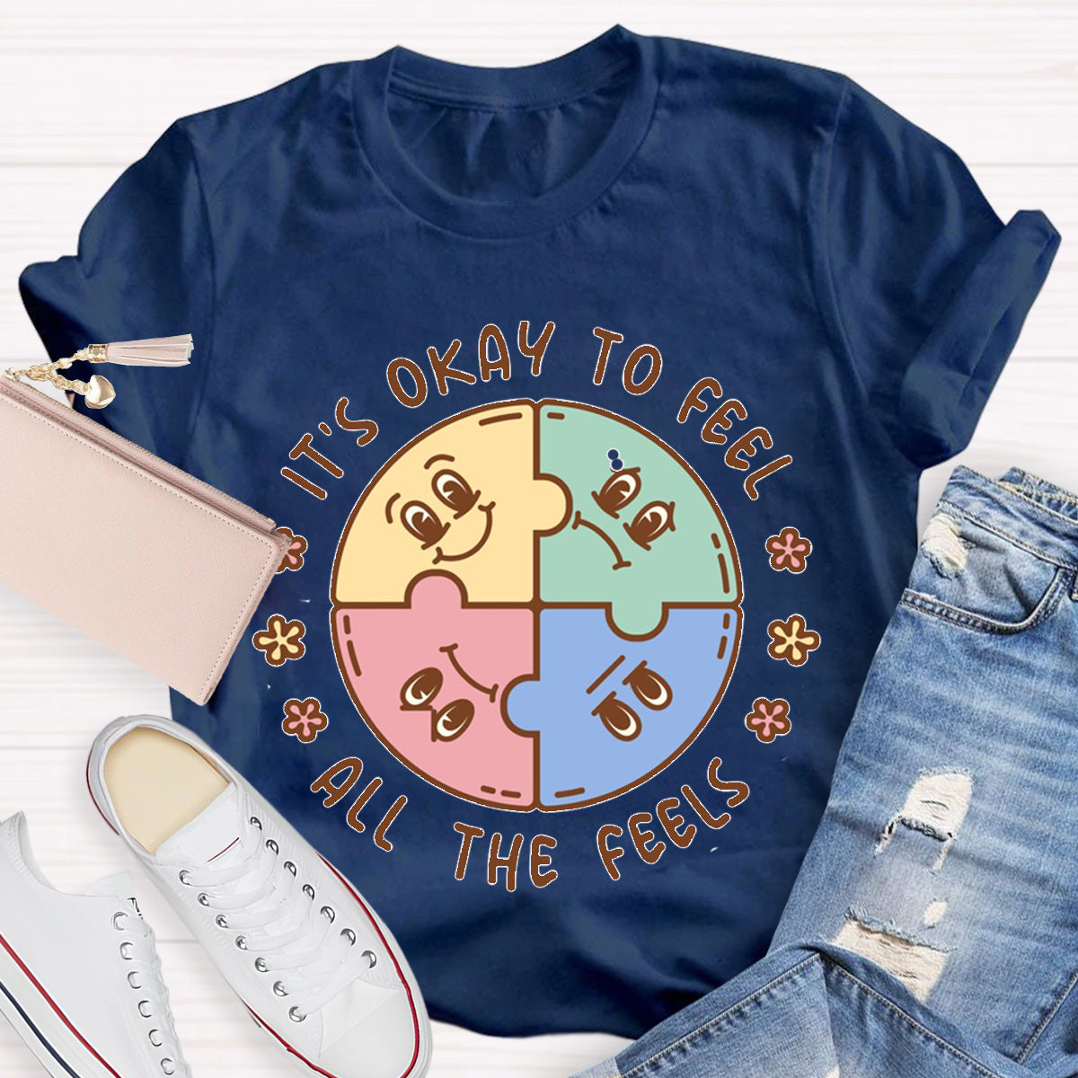 It's Okay To Feel All The Feels ABA Therapist Teacher T-Shirt