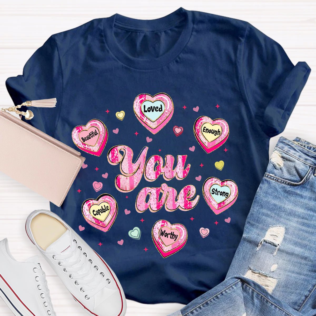 Teacher Valentine Brushstroke Heart Valentines Day T-Shirt