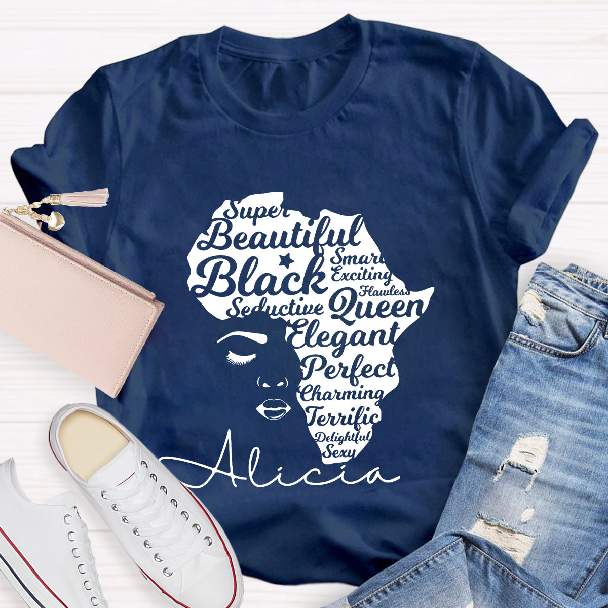 Personalized Name Beautiful Queen T-Shirt