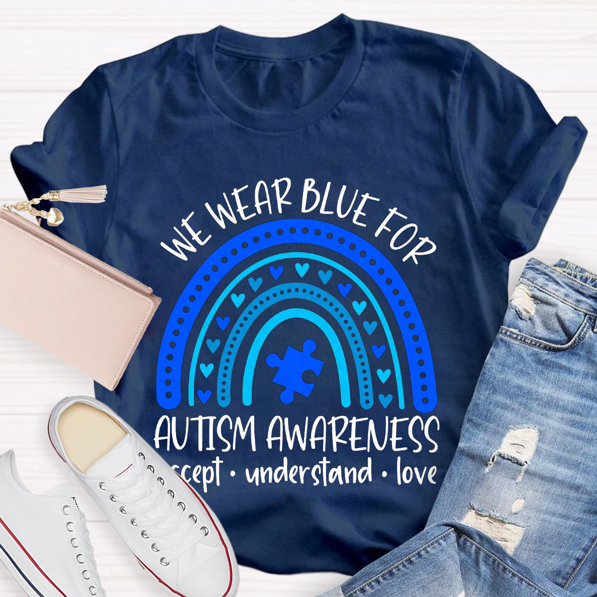 We Wear Blue for Autism Awareness Teacher T-Shirt