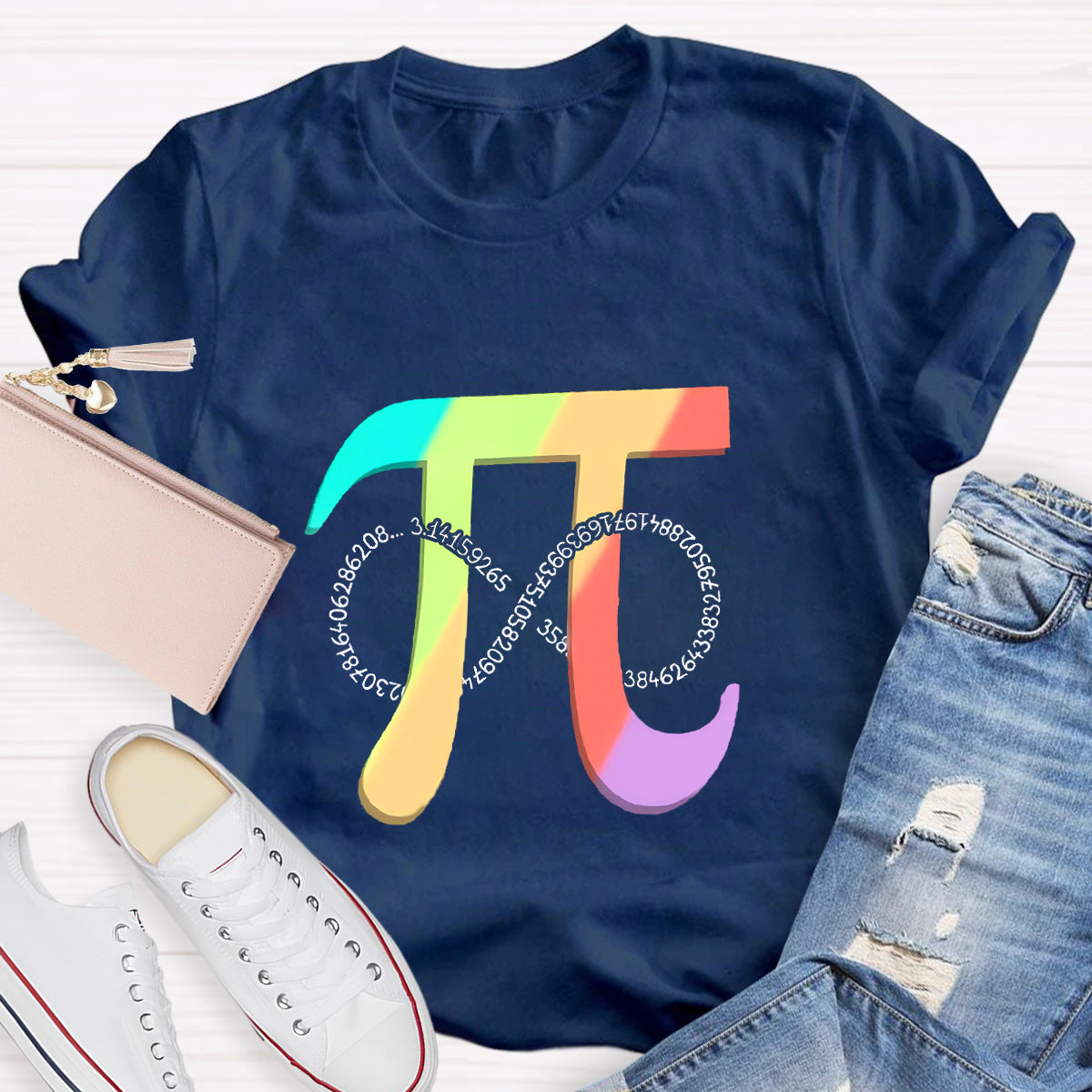 Colorful Pi Math Teacher Graphic T-Shirt