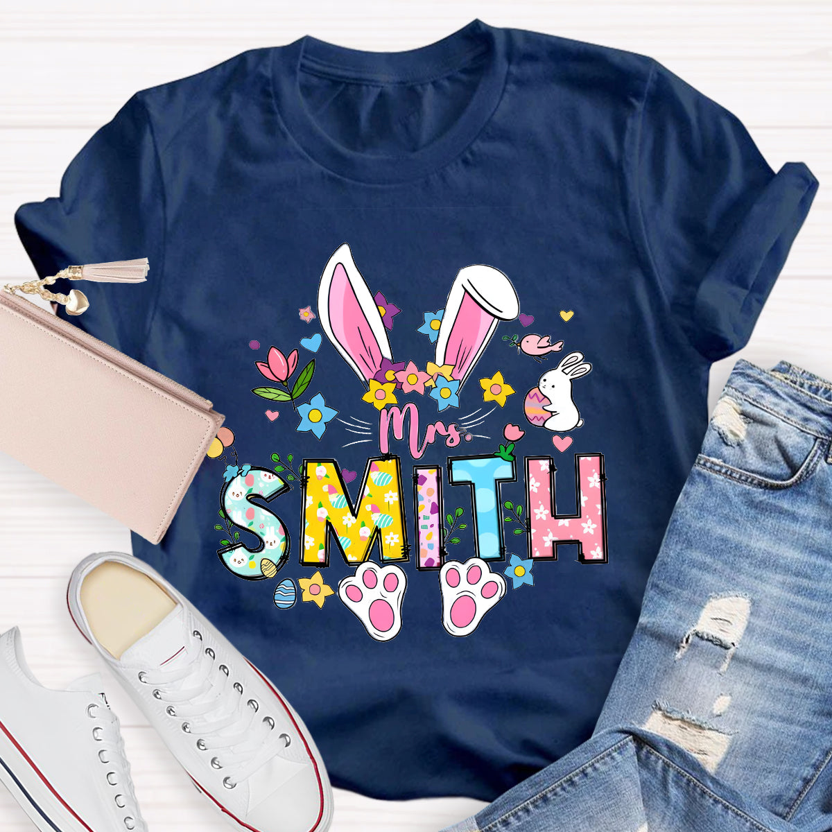 Personalized Easter Bunny Teacher T-Shirt