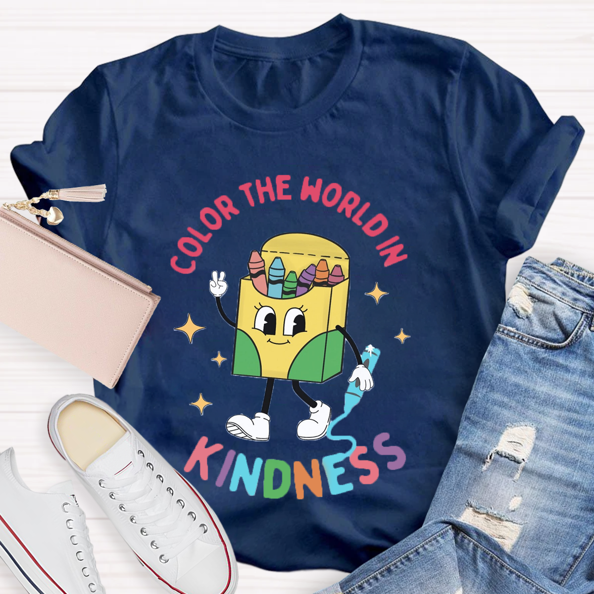 Color the World in Kindness Teacher T-Shirt