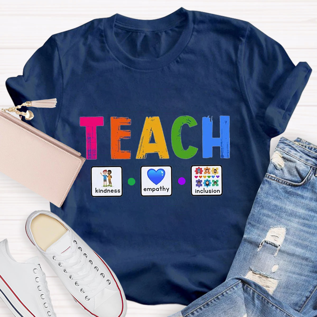 Teach Kindness Empathy Inclusion Teacher T-Shirt