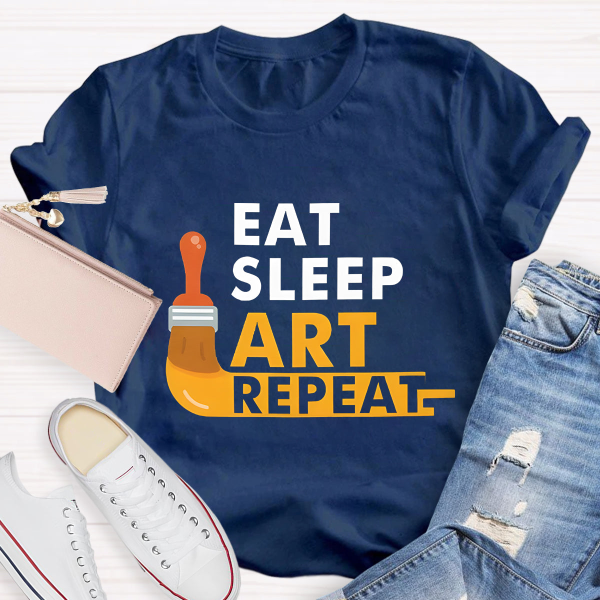 Eat Sleep Art Repeat Teacher T-Shirt