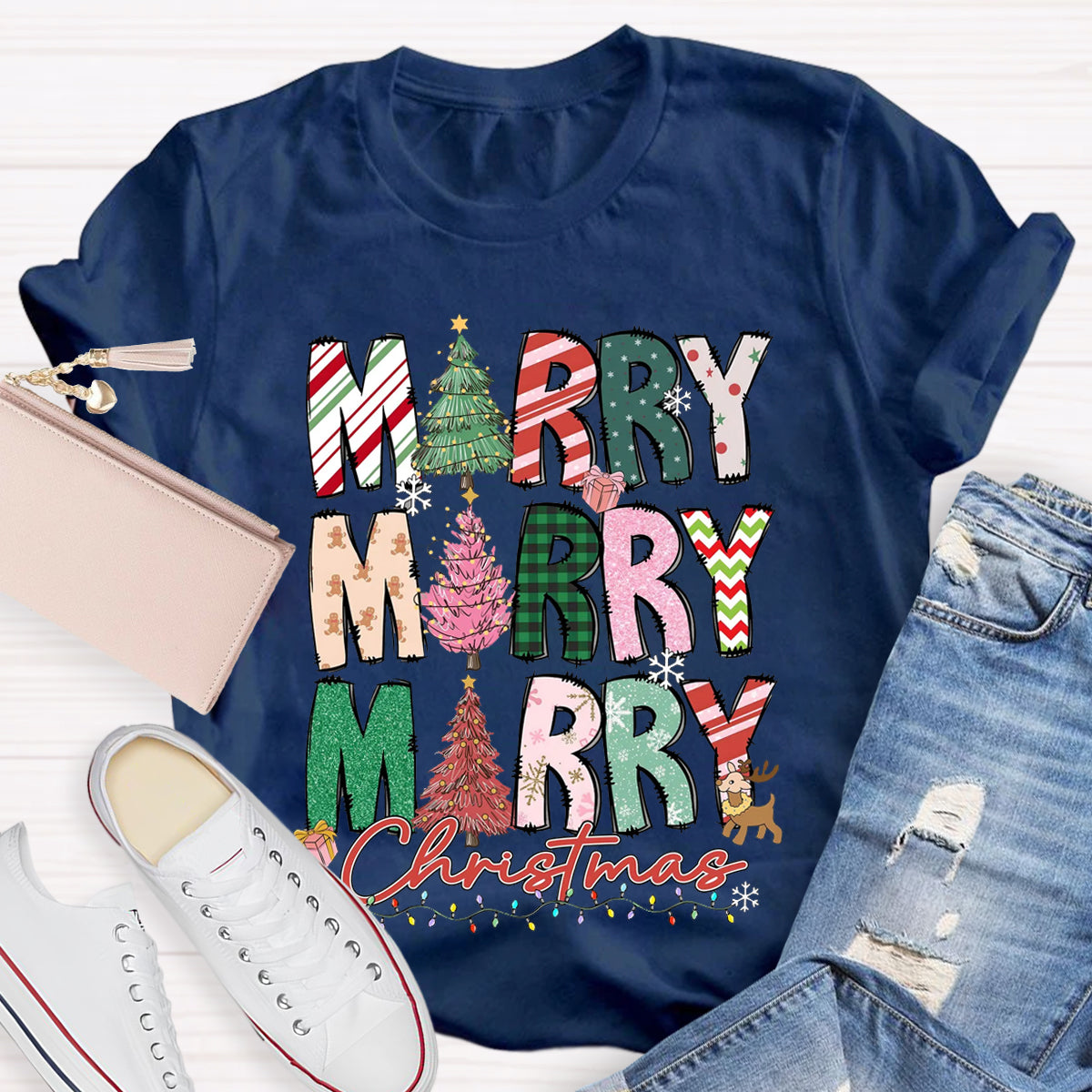 Merry And Bright Teacher T-Shirt