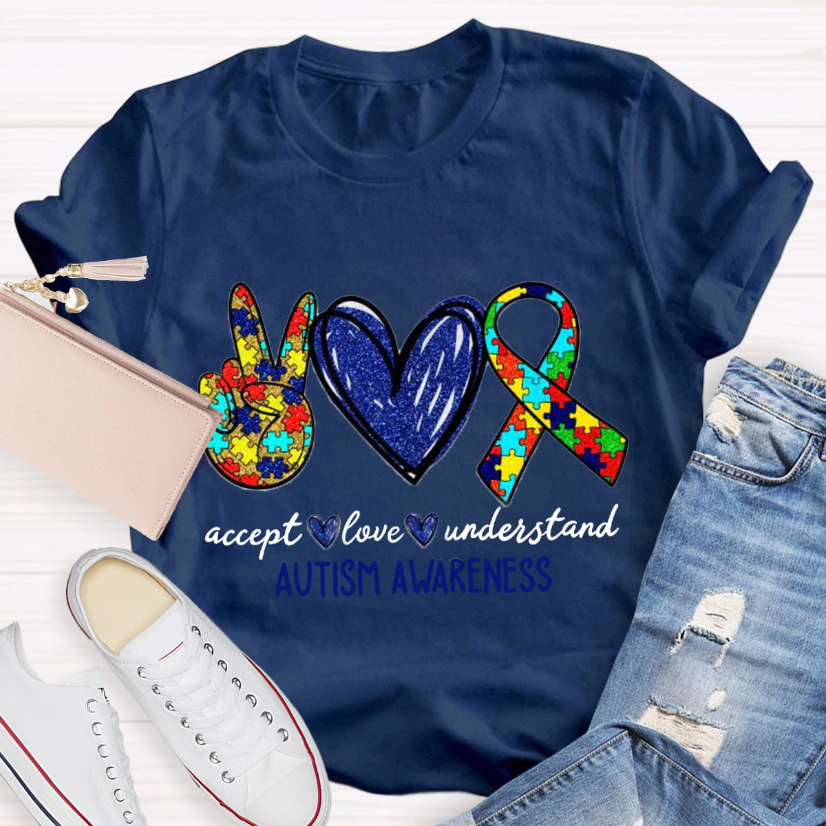 Teach Accept Understand Love Autism Awareness Teacher T-Shirt