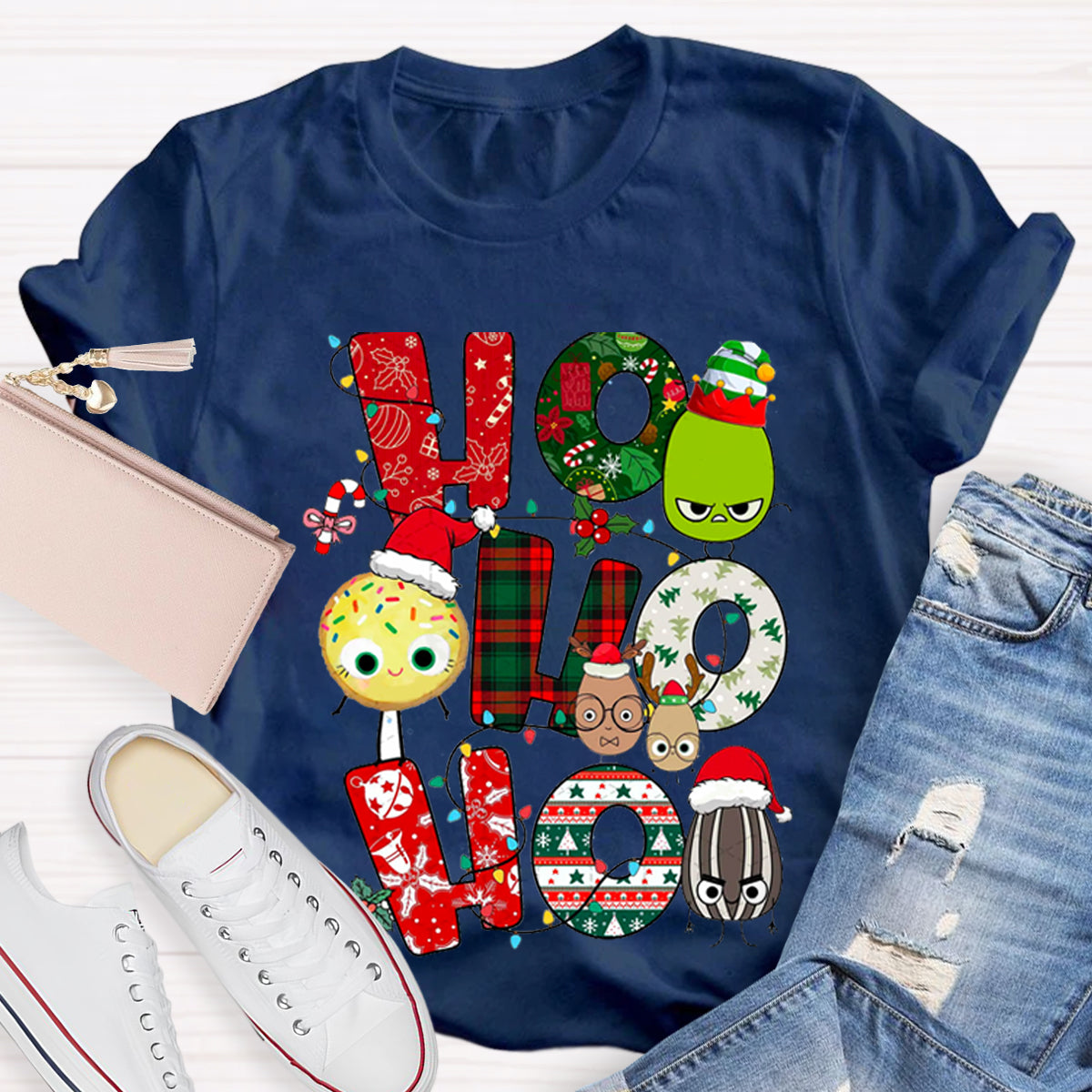 Children's Books Characters Ho Ho Ho Christmas Teacher T-Shirt