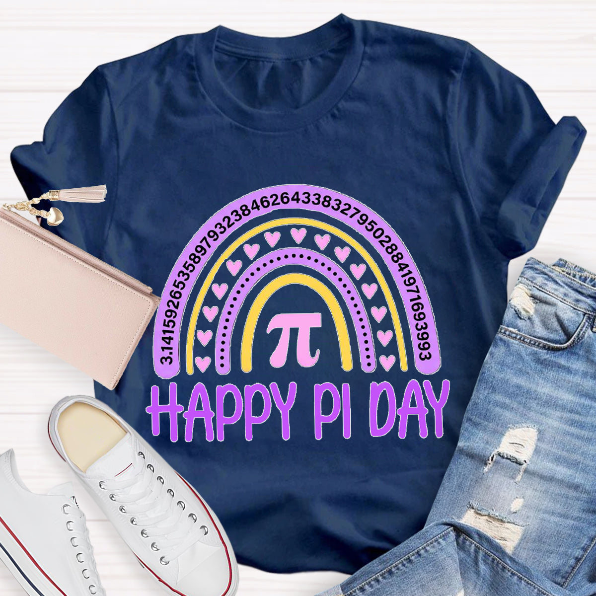 Happy Pi Day Purple Rainbow T-Shirt