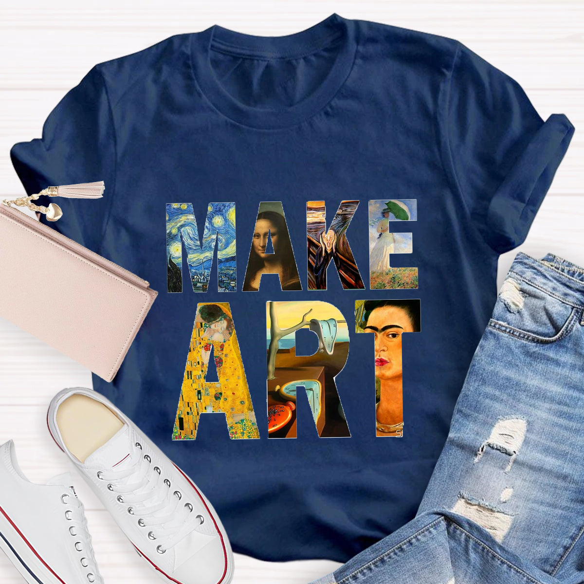 Make Art Printed Teacher T-Shirt
