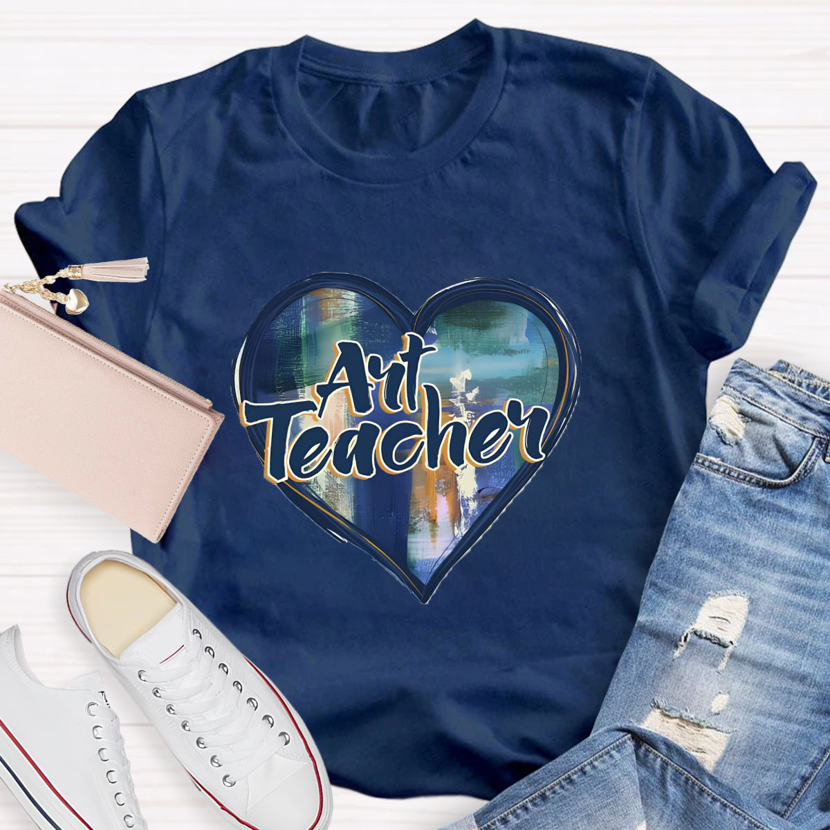 Printing Art Teacher Heart T-Shirt