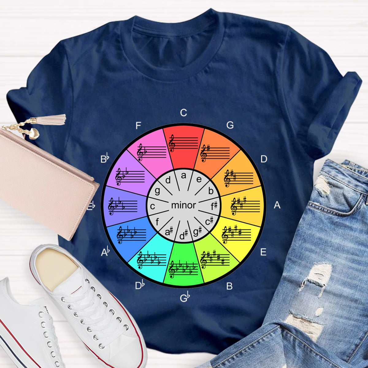 Circle Of Fifths Color Wheel For Music Artists Teacher T-Shirt