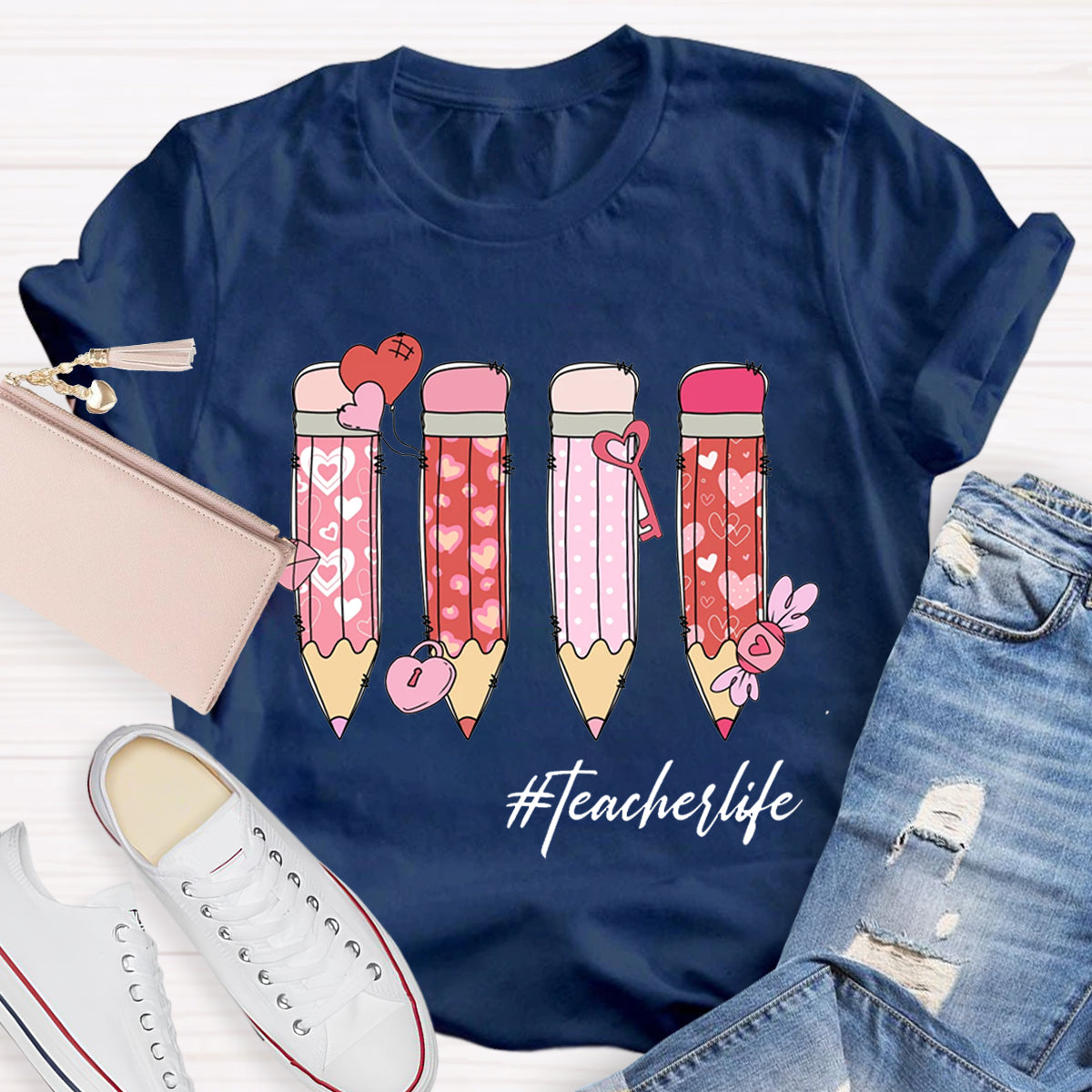 Valentine Pencils Teacher T-Shirt