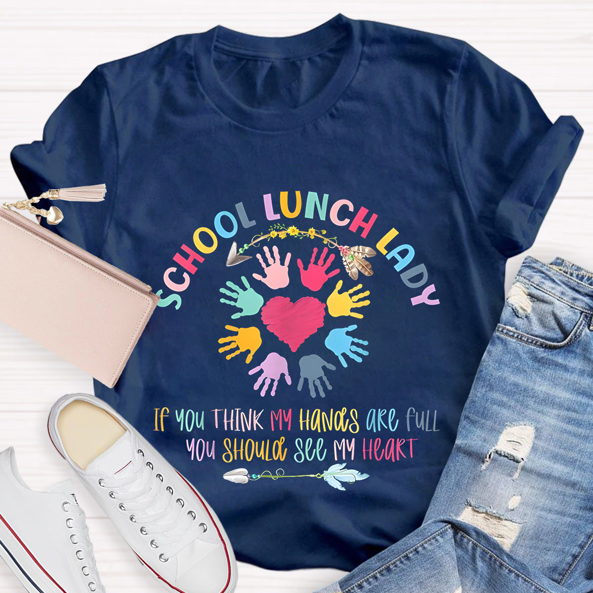 School Lunch Lady See My Heart Teacher T-Shirt