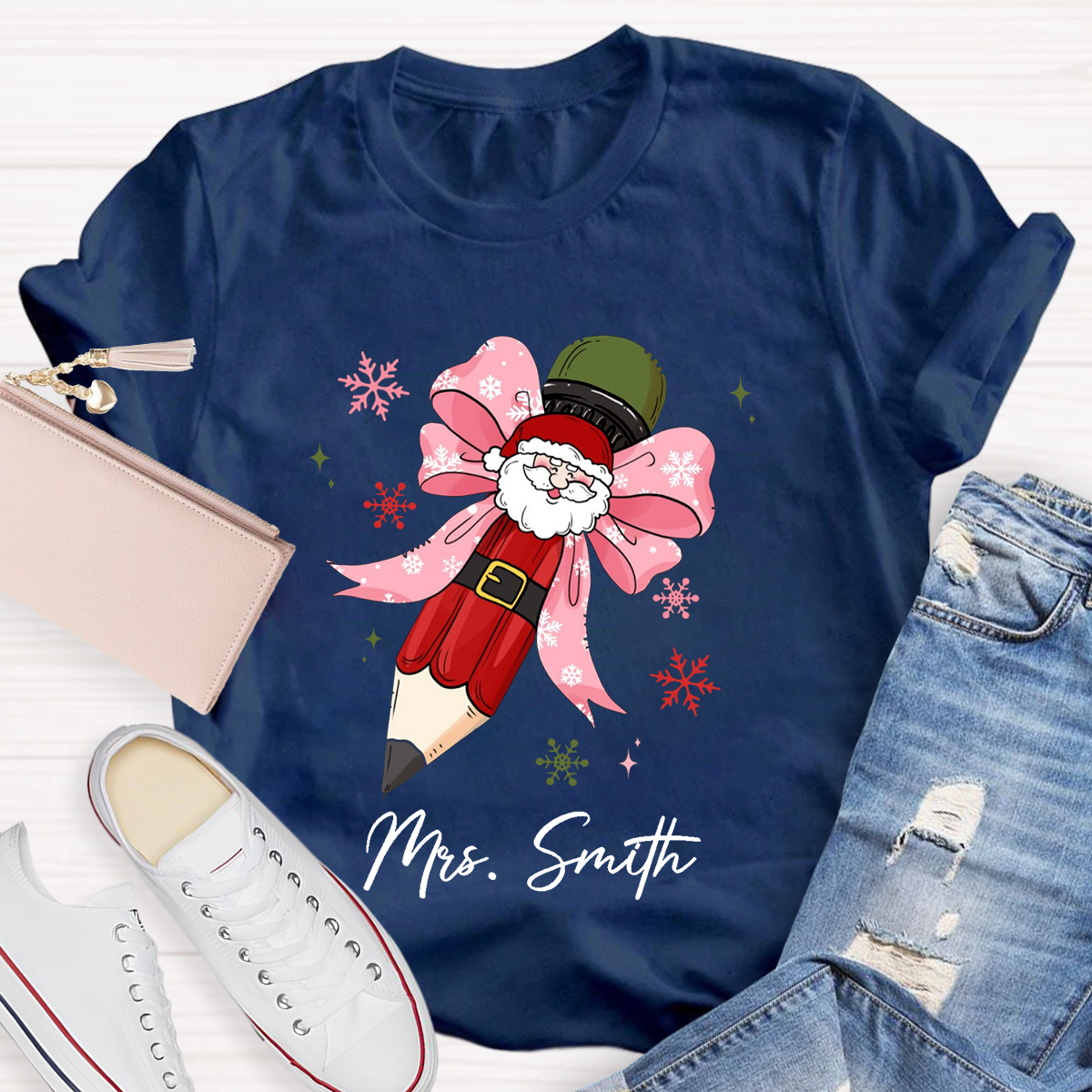 Personalized Name Pencil Teacher T-Shirt