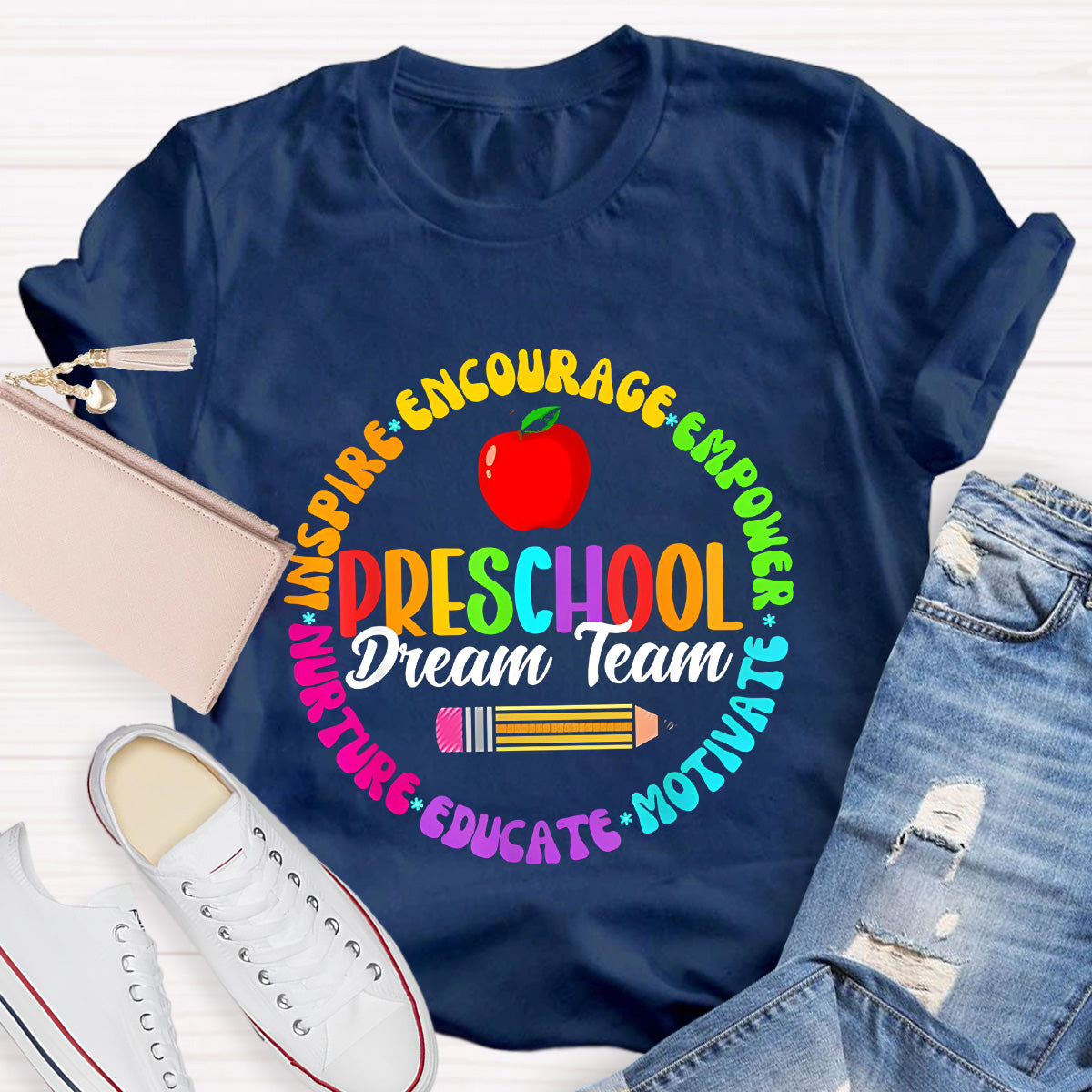 Personalized Grade Preschool Dream School Apple Teacher T-Shirt