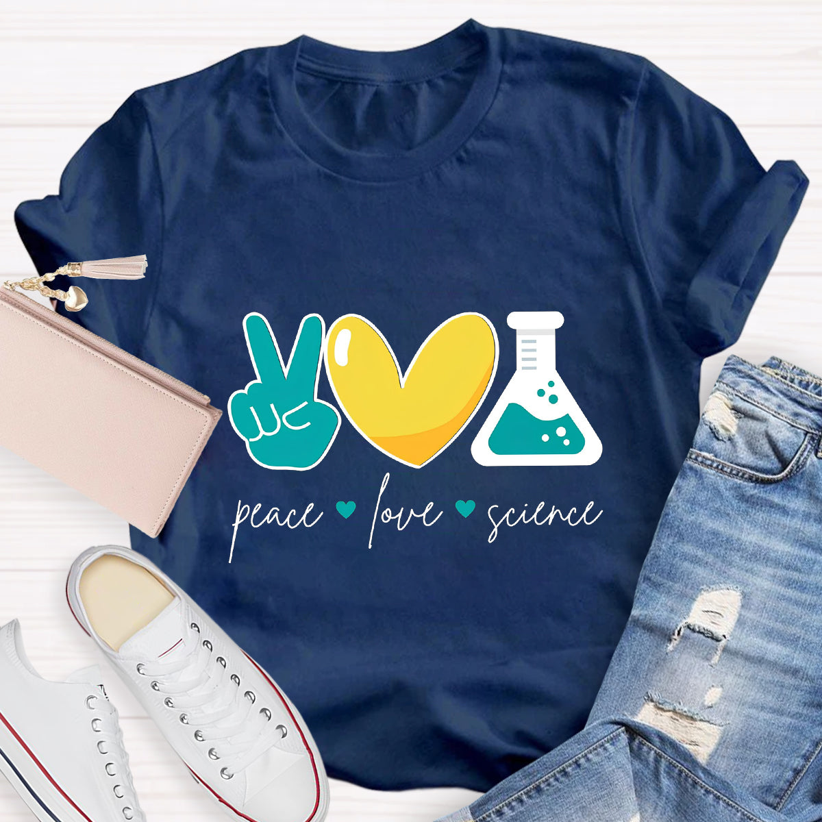 Peace Love Science Teacher T-Shirt