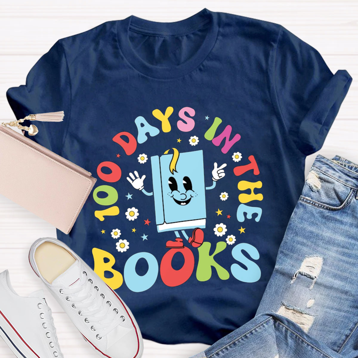 100 Days In The Books Happy Book Teacher T-Shirt