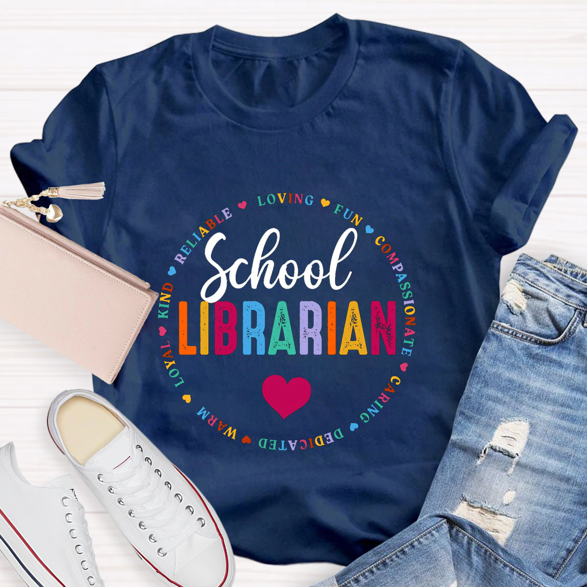 School Librarian Loving Fun Compassionate Teacher T-Shirt