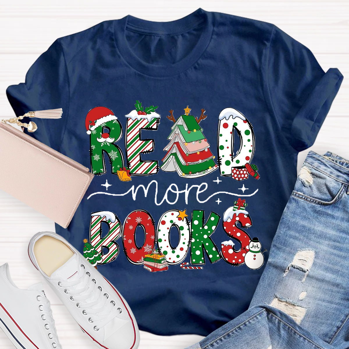 Read More Books Christmas Teacher T-Shirt