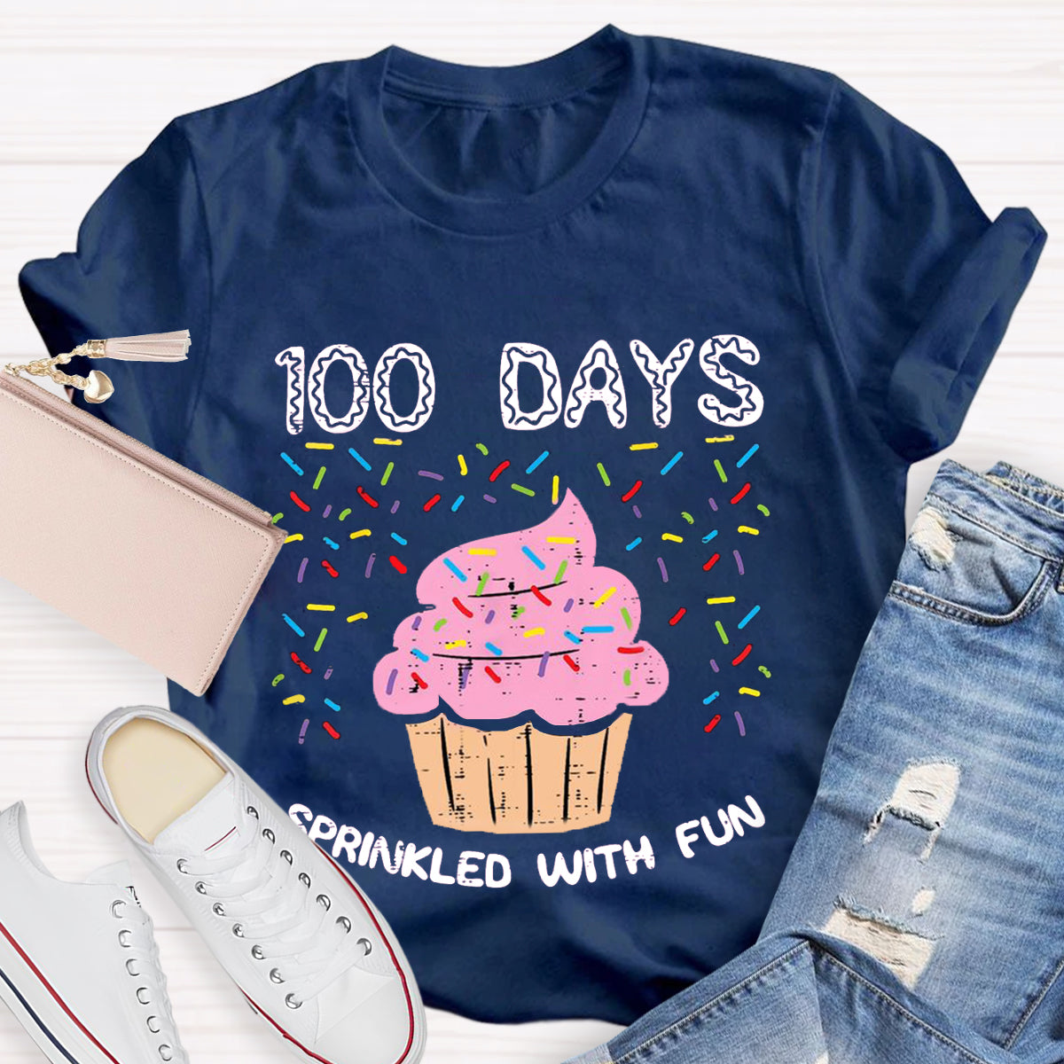 100 Days Sprinkled With Fun Cupcake Teacher T-Shirt