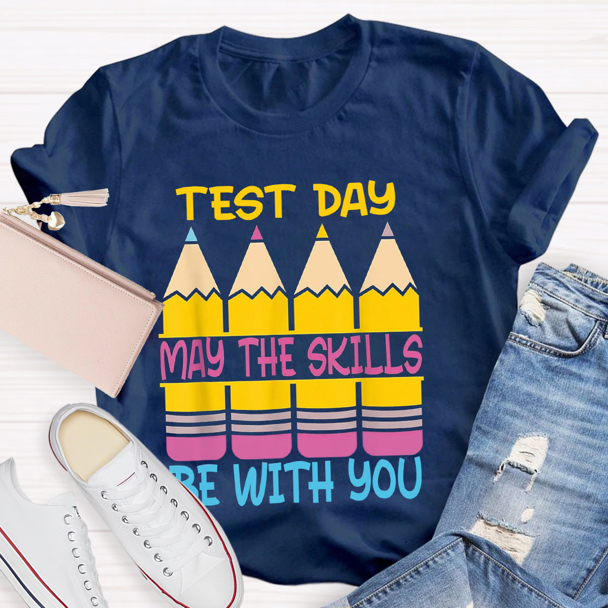 Test Day May The Skills Be With You Teacher T-Shirt