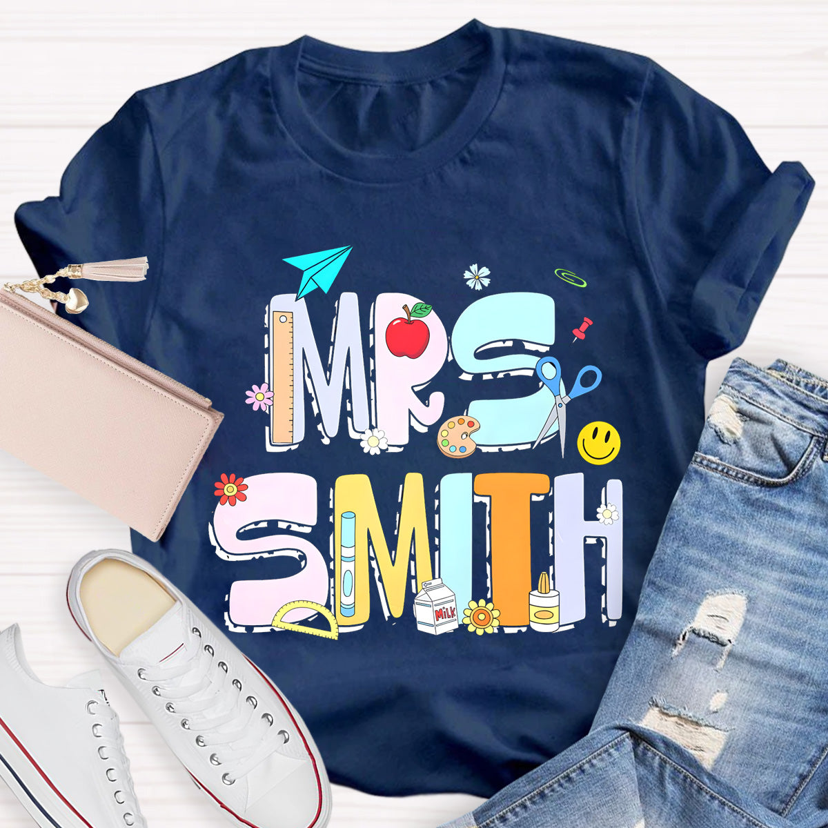 Personalized Name Beautiful Teacher Tools T-Shirt