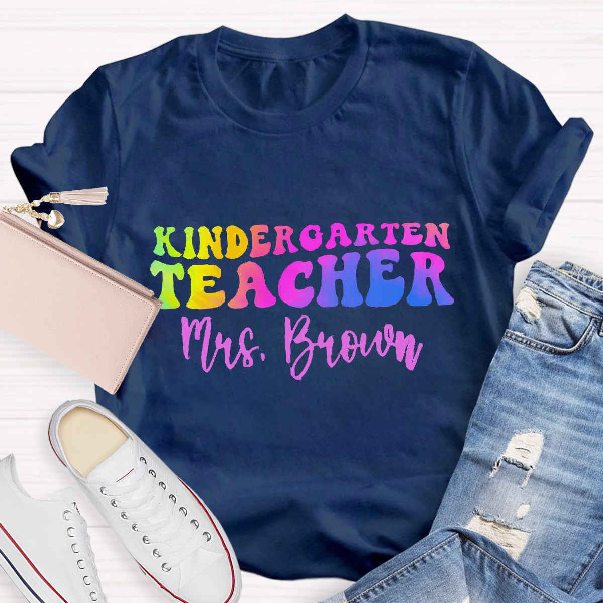 Personalized Name Kindergarten Teacher T-Shirt
