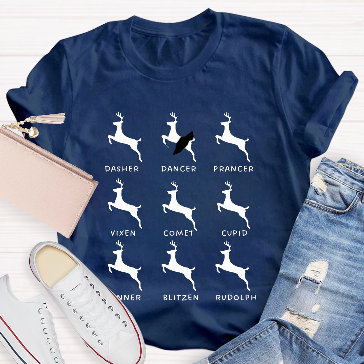 Dancing Reindeer Teacher T-Shirt