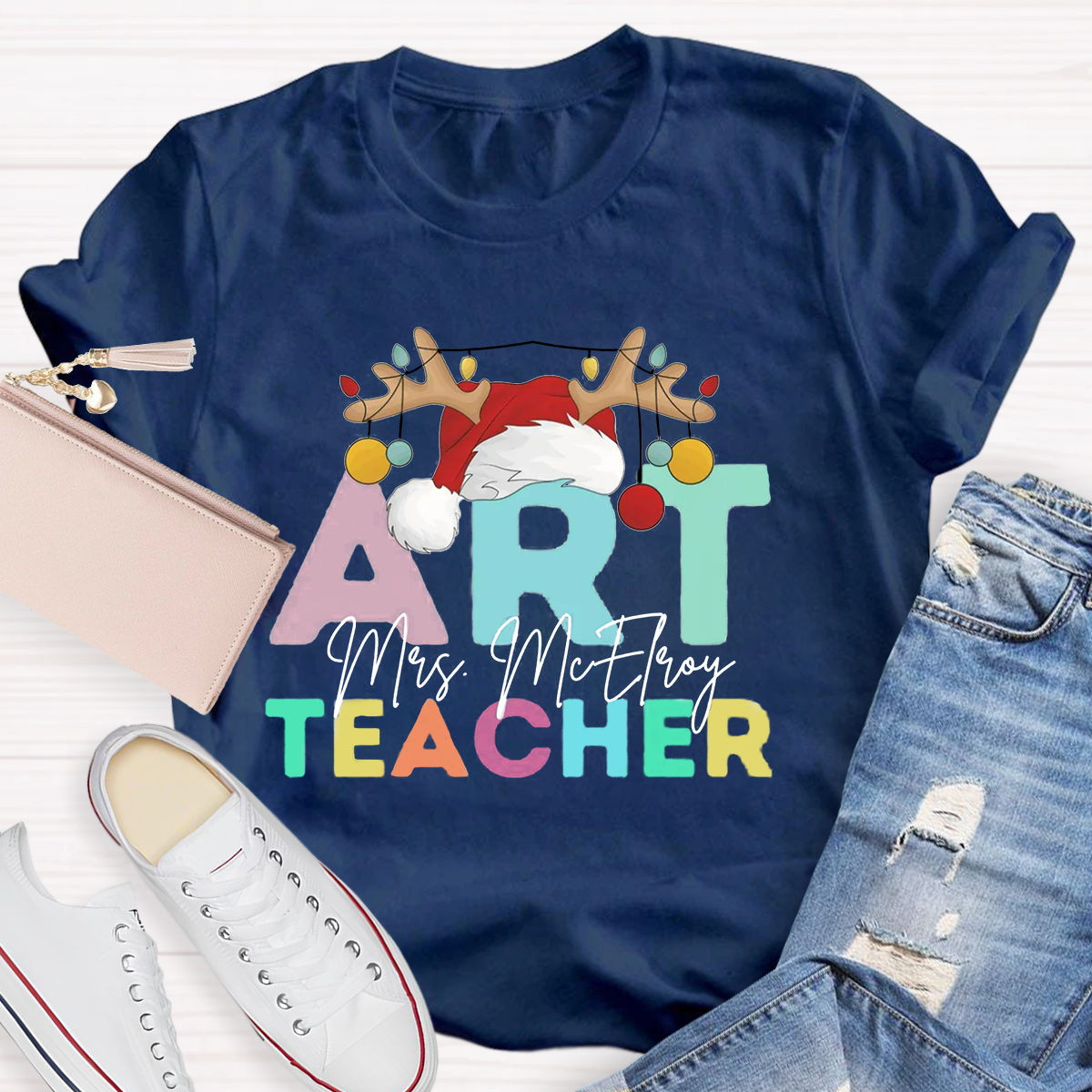 Personalized Name Art Teacher T-Shirt