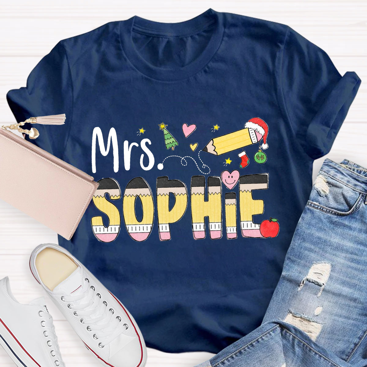 Personalized Christmas Name Sophie Teacher T-Shirt