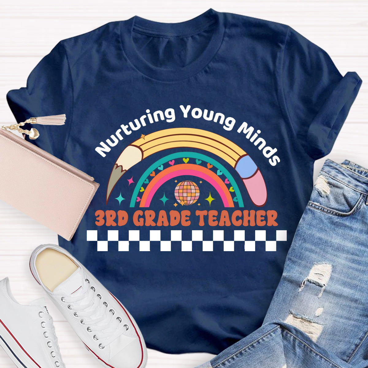 Personalized Grade Nurturing Young Minds Teacher T-Shirt