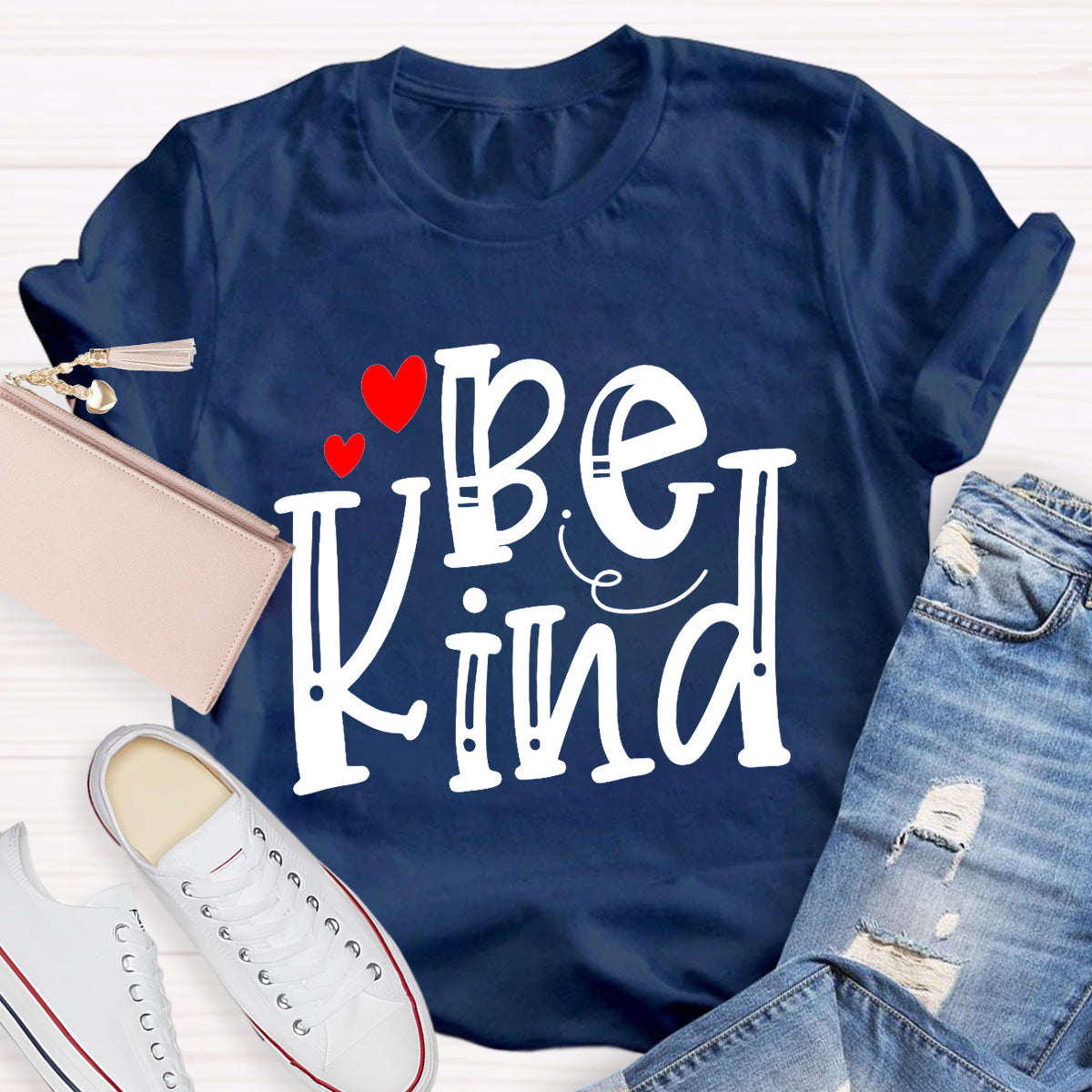 Be Kind Red Heart Teacher T-Shirt