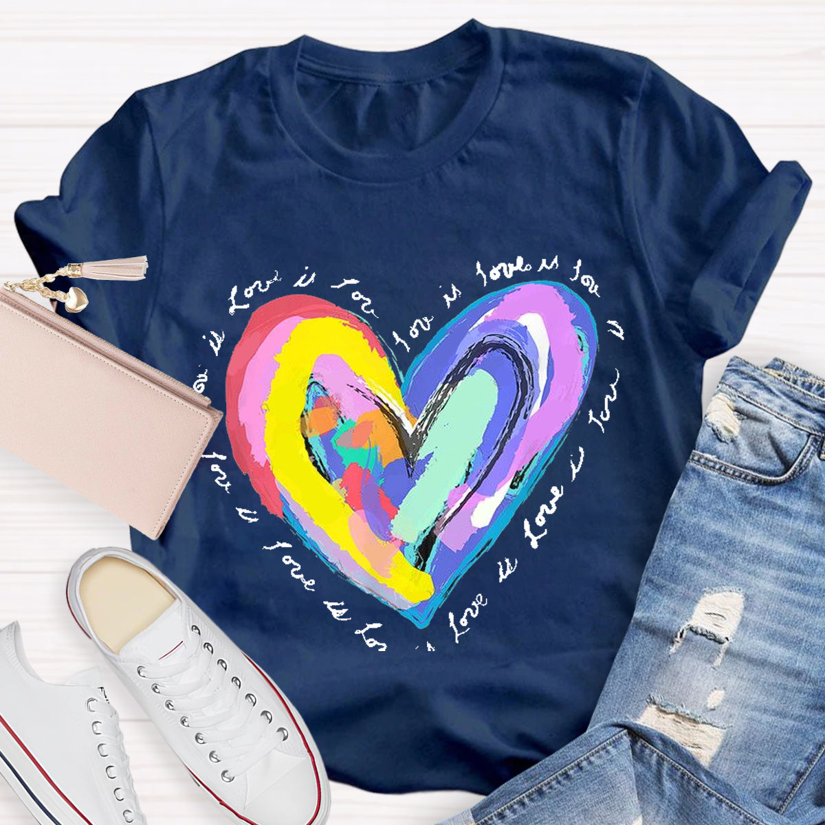 Art Design Colorful Heart Teacher T-Shirt