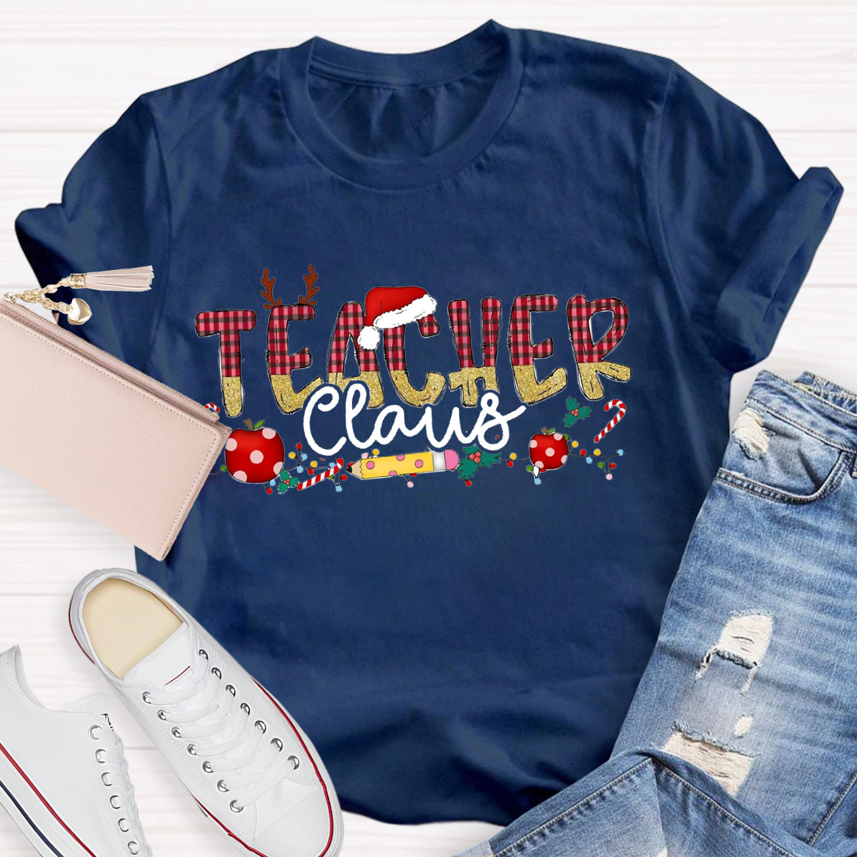 Teacher Claus Santa Hat T-Shirt