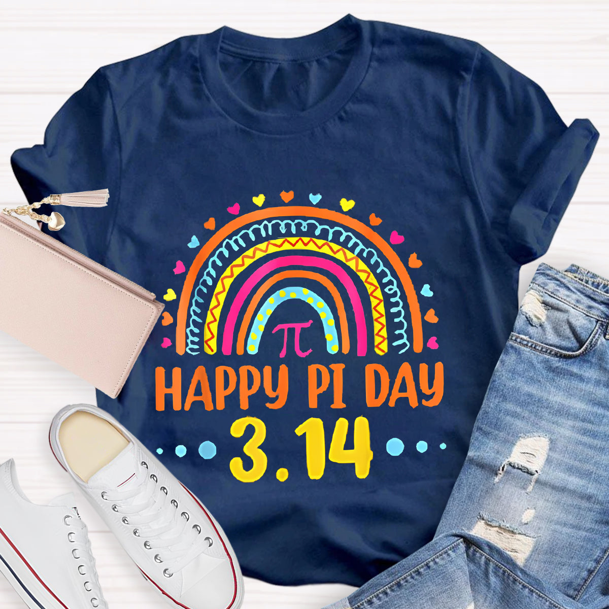 Happy Pi Day Rainbow Teacher T-Shirt