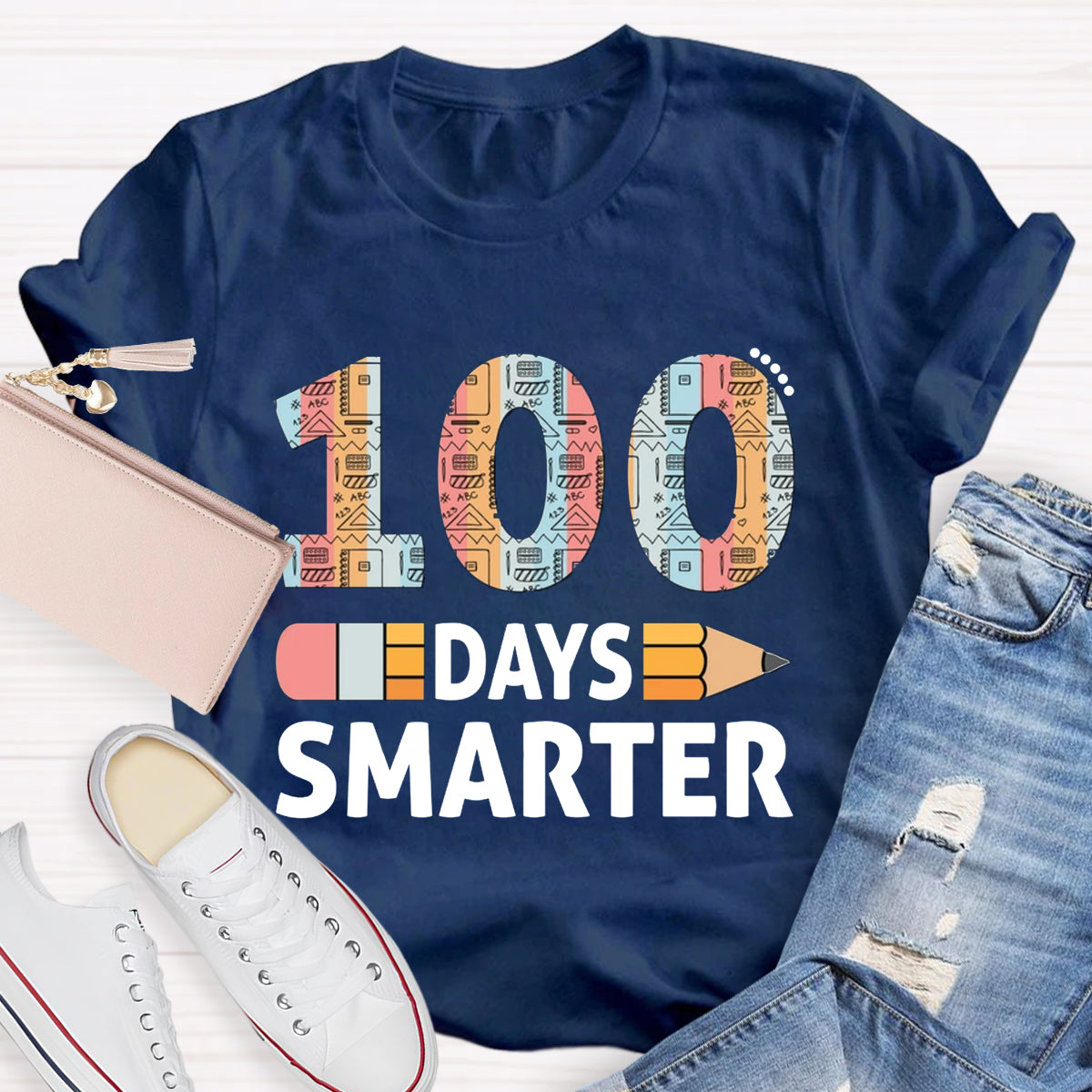 100 Days Smarter Pencil Teacher T-Shirt