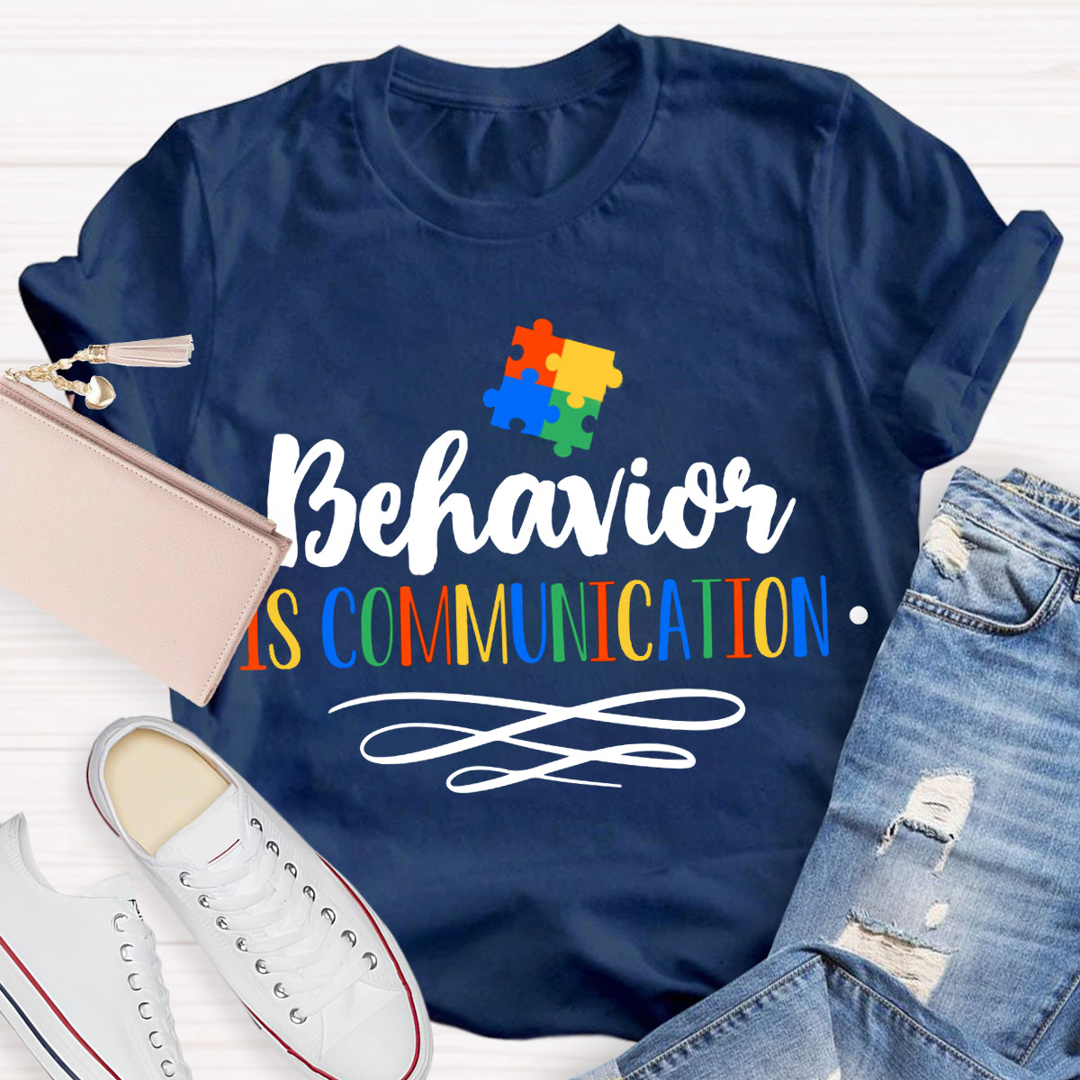 Behavior Is Communication Special Education Jigsaw Puzzle Print T-Shirt