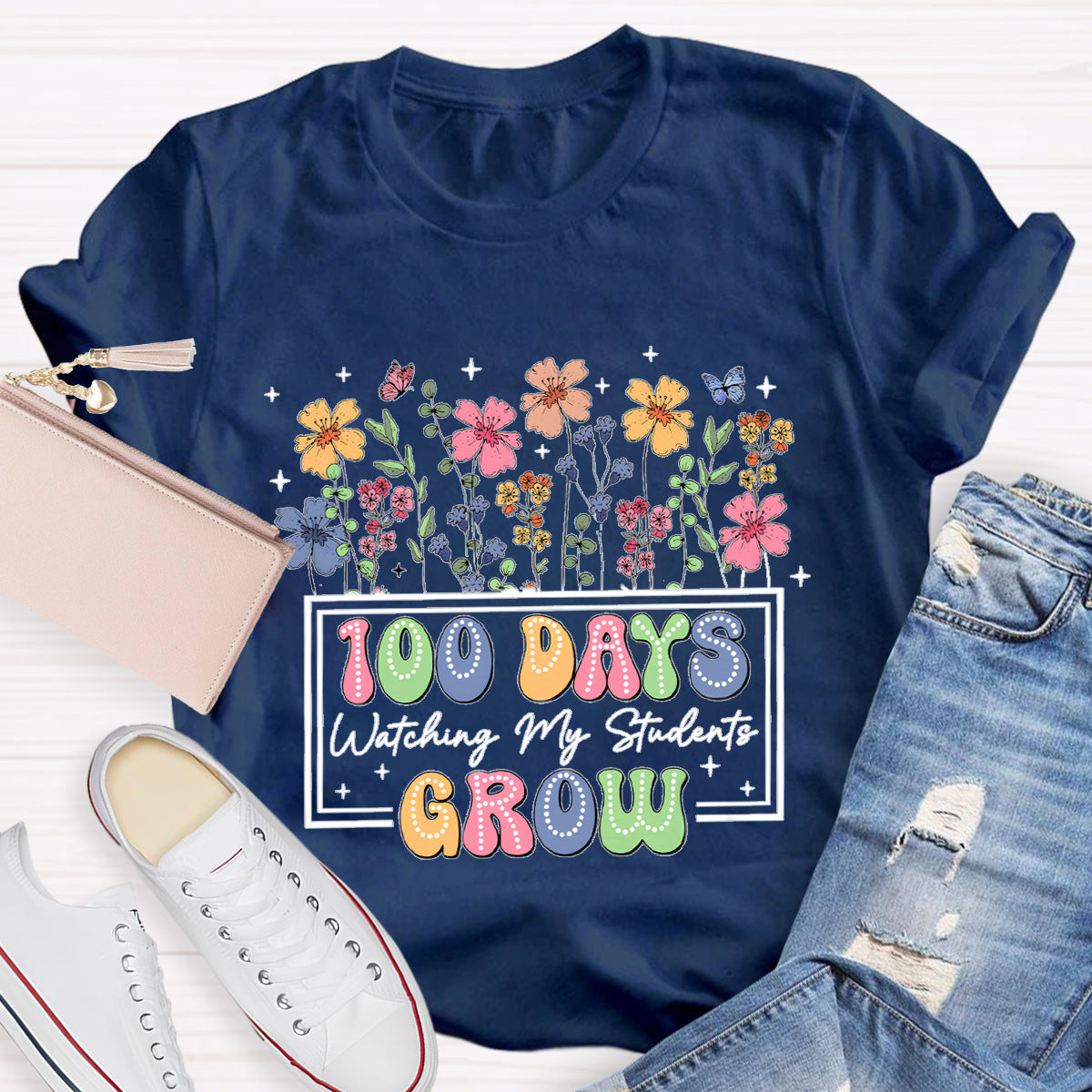 100 Days Watching My Students Grow Teacher T-Shirt