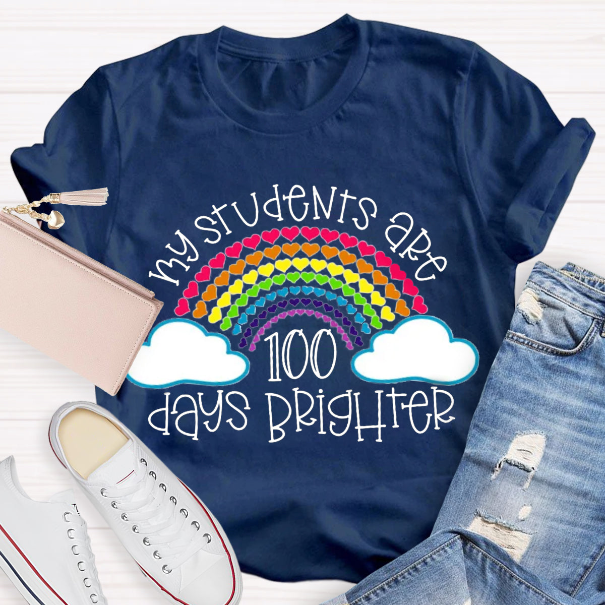 My Students Are 100 Days Brighter Rainbow Teacher T-Shirt