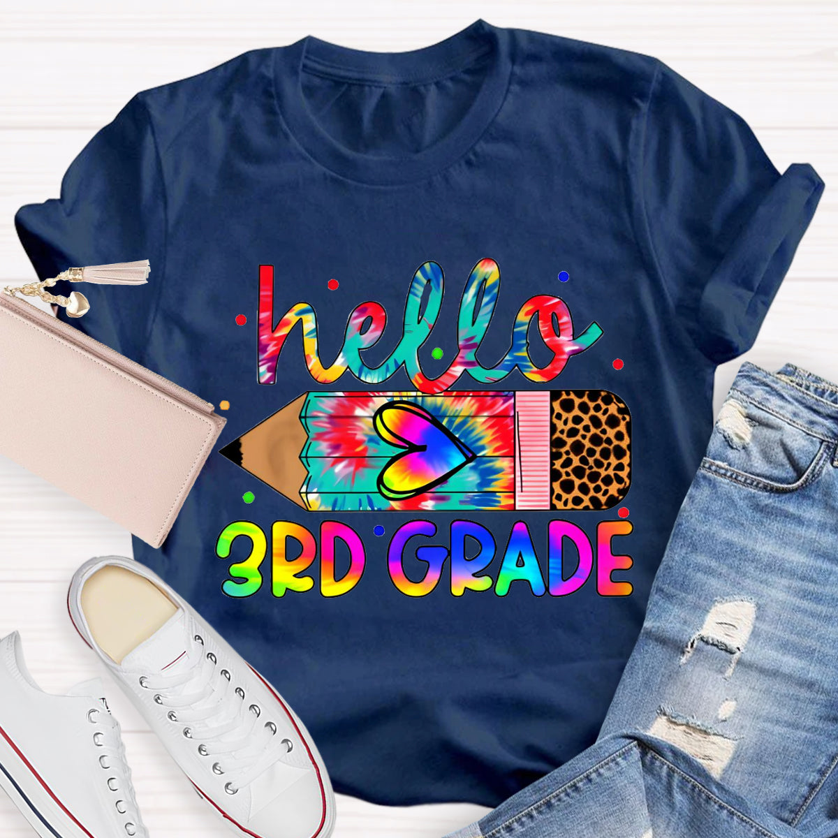 Personalized Grade Hello 3rd Grade Teacher T-Shirt