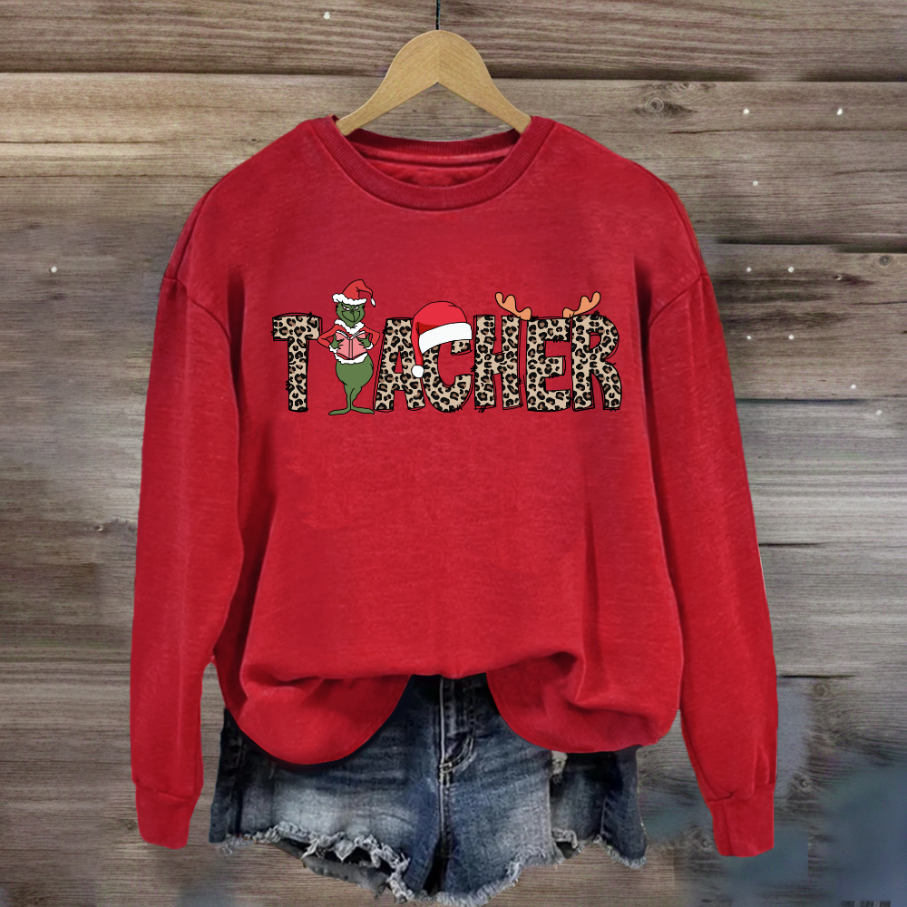 Christmas Leopard Teacher Sweatshirt