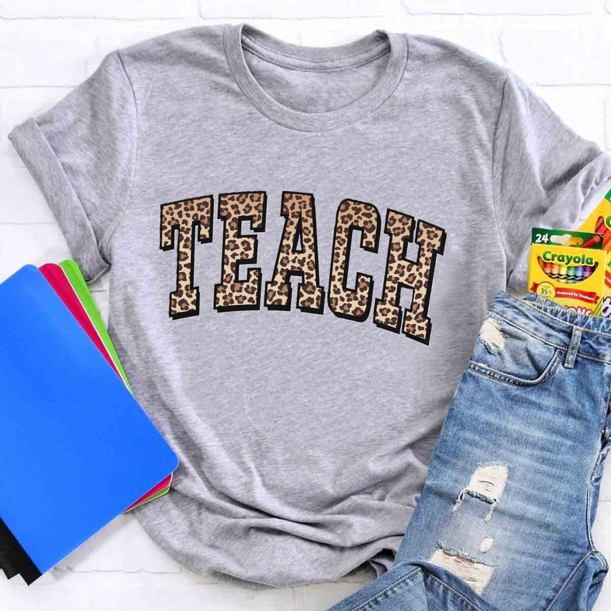 Leopard Teach Print  T-Shirt