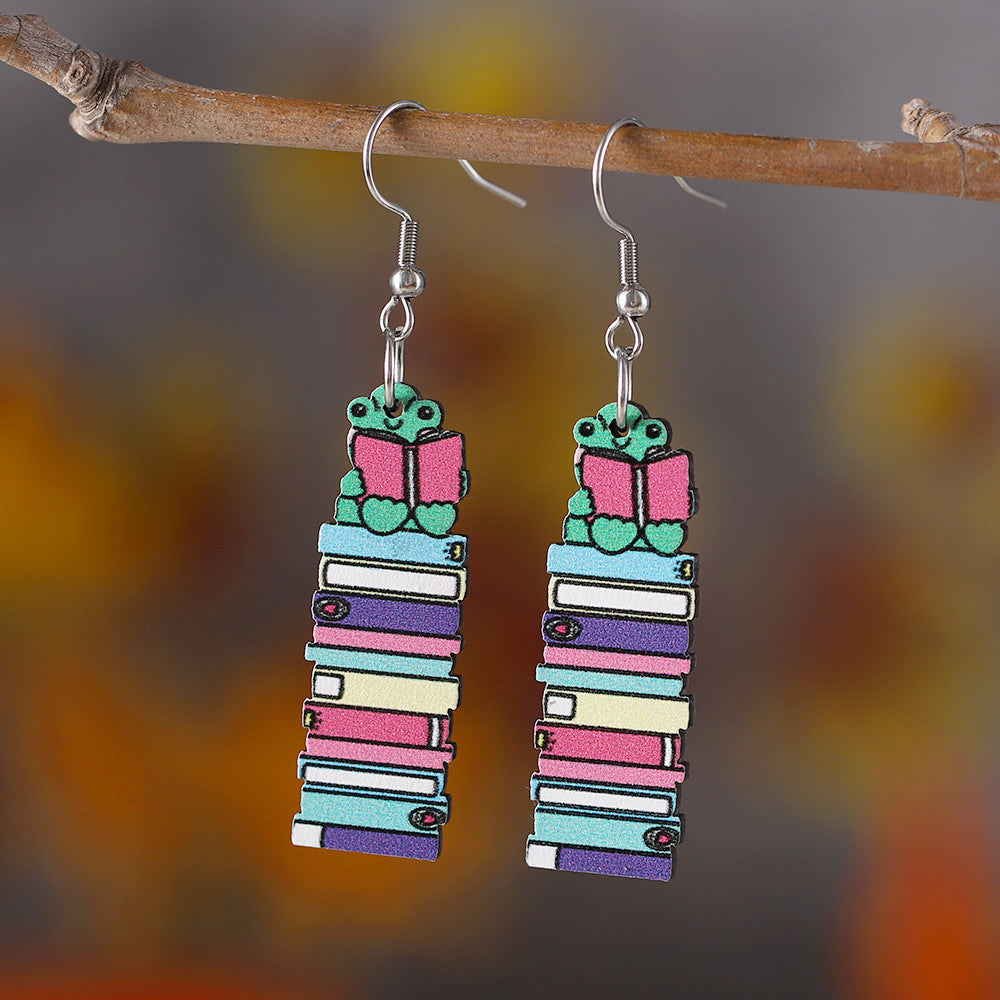 Little Turtle Book Pendant Earrings