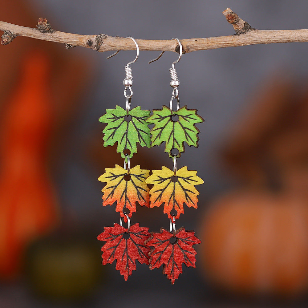 Colorful Maple Leaf Double-Sided Earrings