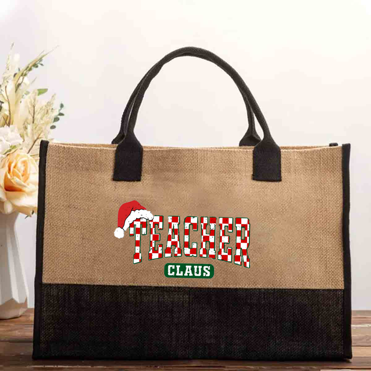 Christmas Teacher Claus Cotton Tote Bag