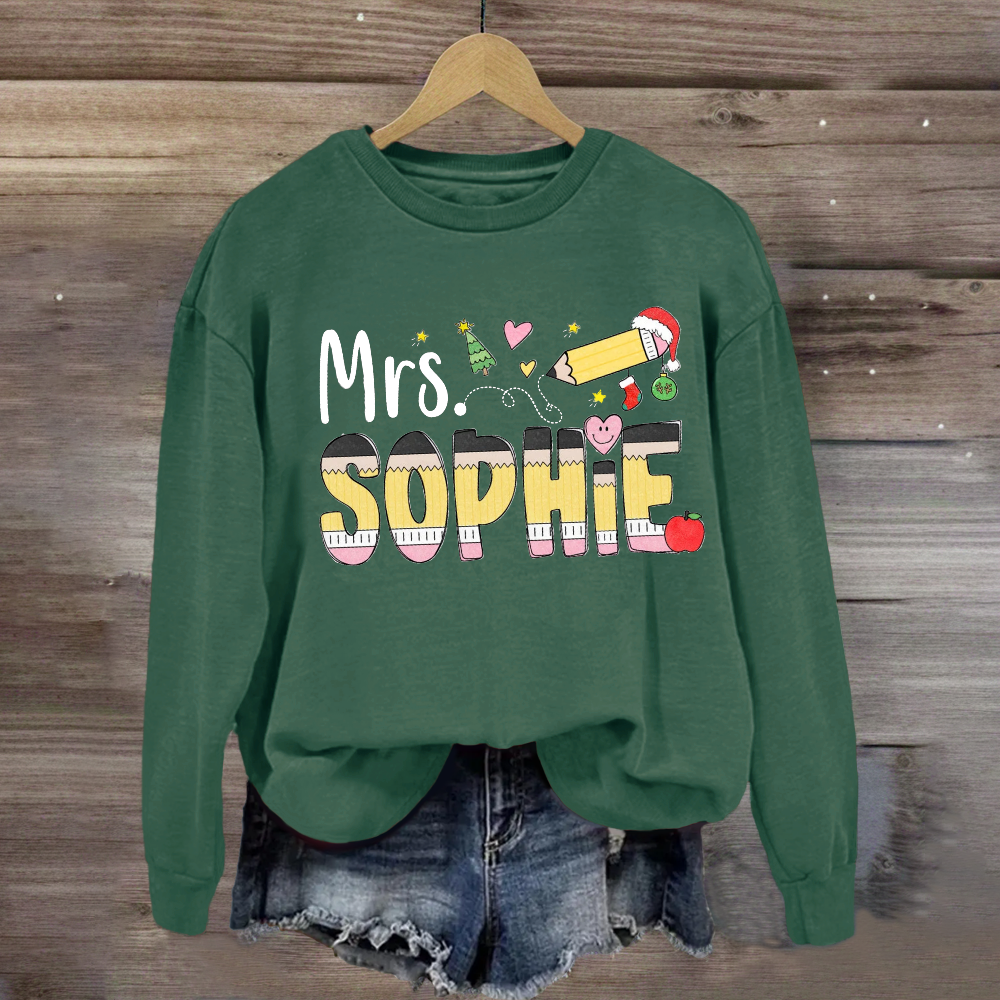 Personalized Name Pencil Christmas Tree Sweatshirt