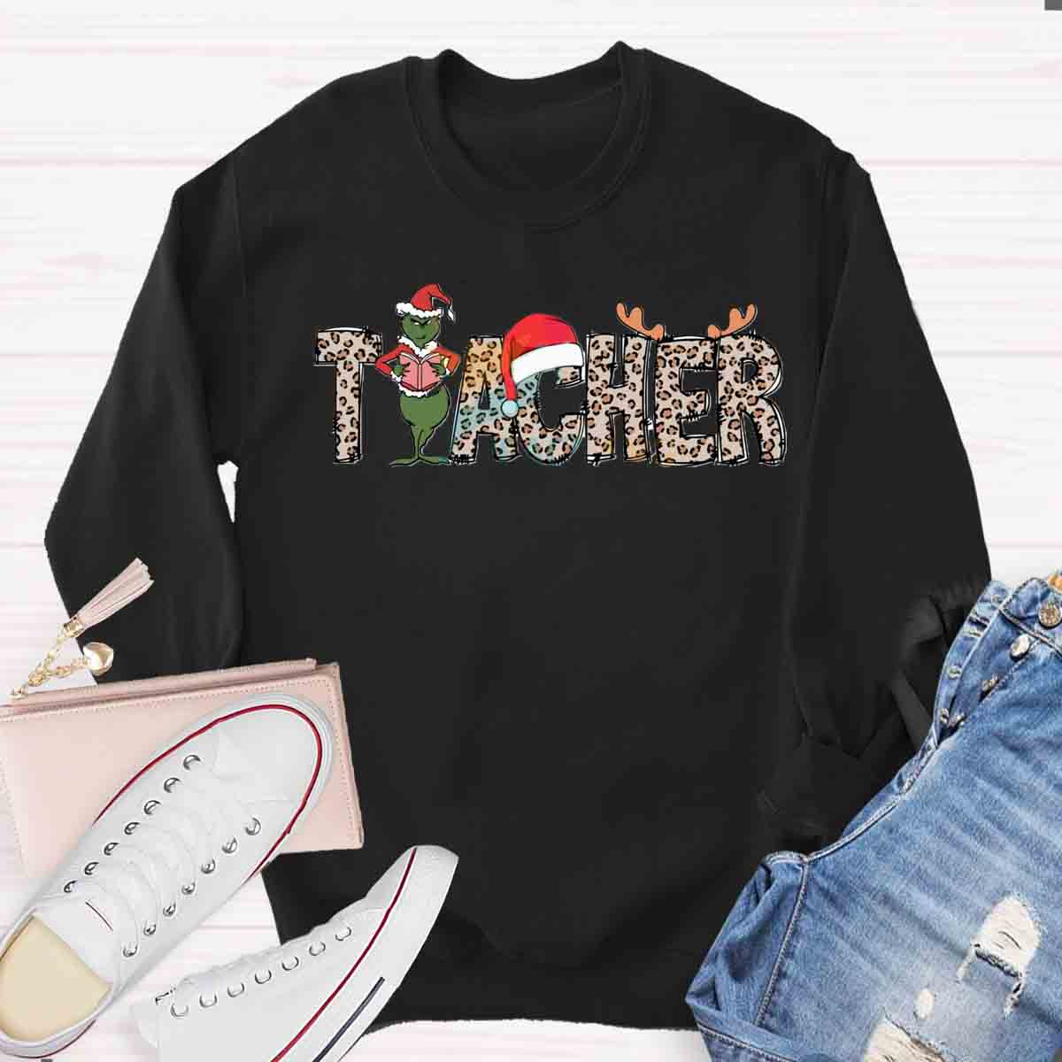 Christmas Leopard Teacher Sweatshirt