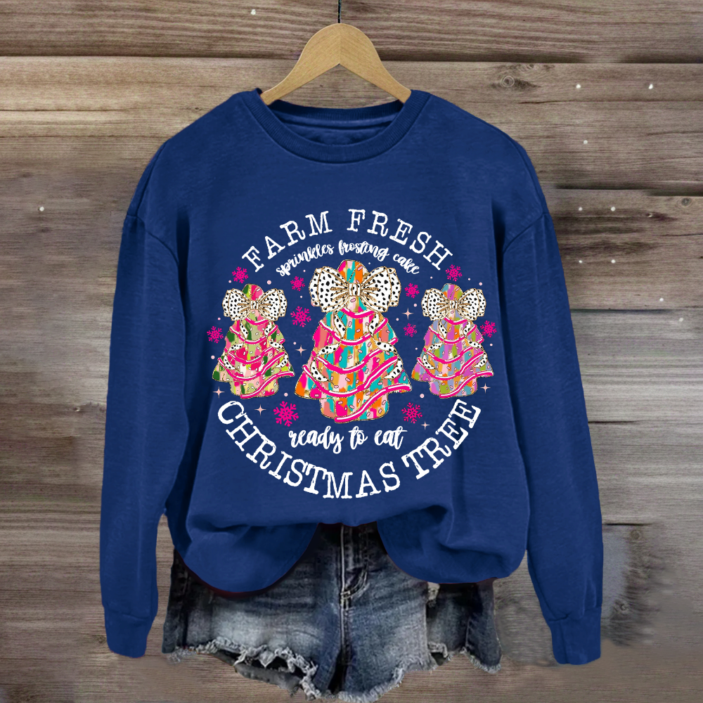 Farm Fresh Christmas Tree Spirals Frosting Cake Ready To Eat Sweatshirt