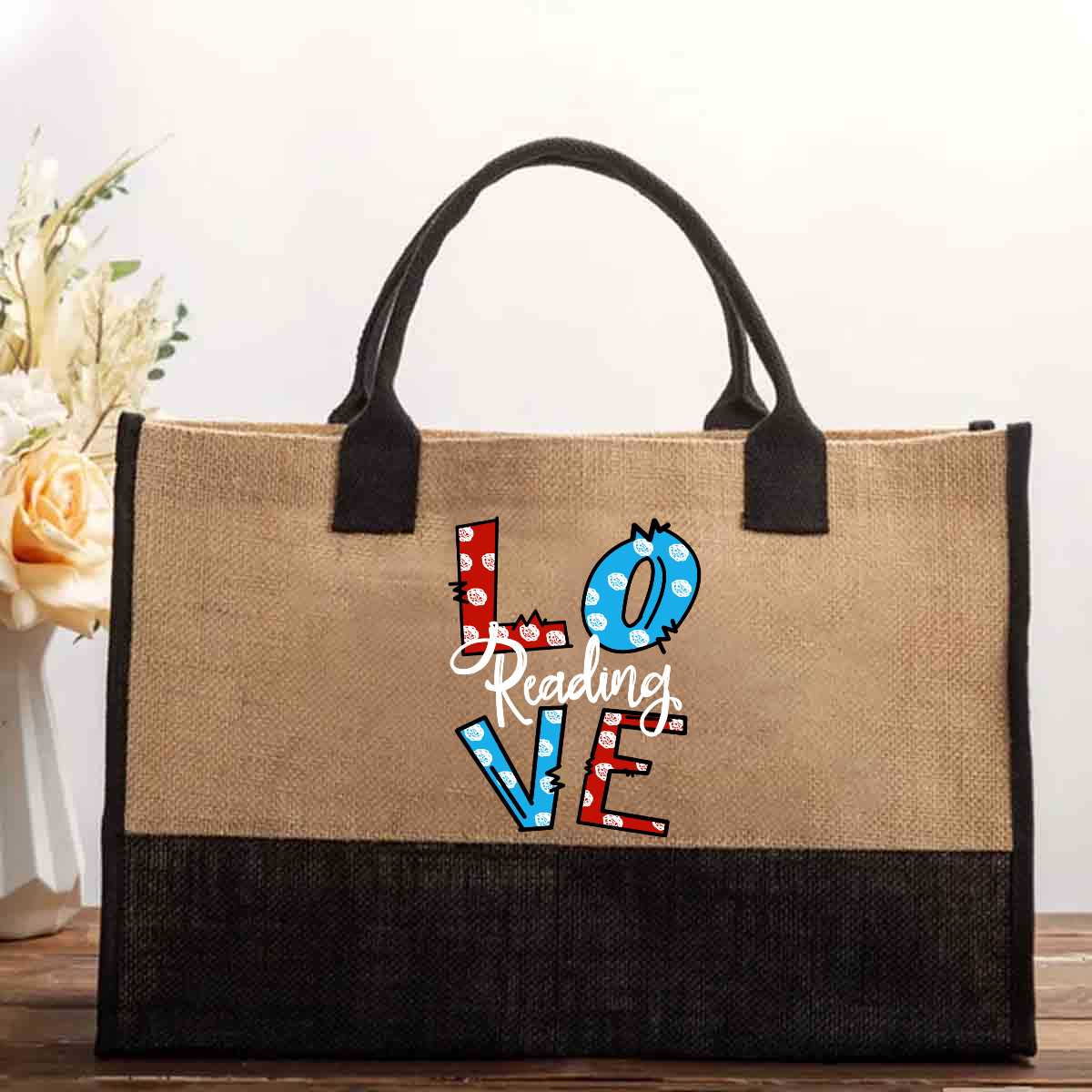 Love Reading Teacher Cotton Tote Bag